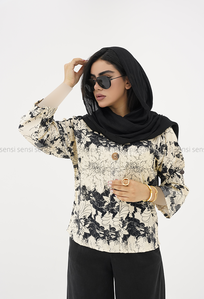 شومیز زنانه جلوبسته طرح دار کد1006121